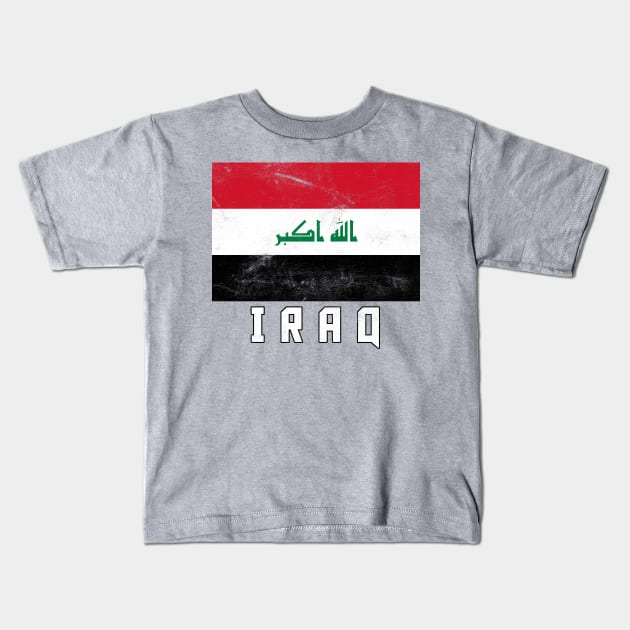 Iraq // Faded Vintage Style Flag Art Design Kids T-Shirt by DankFutura